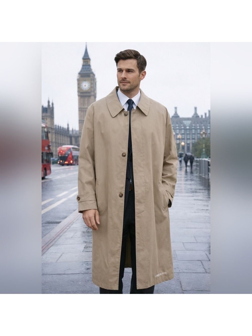 Mens London Fog Classic Tan Unisex Trenchcoat Vintagepreppy Size 44 Tall
